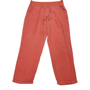 Atos Lombardini Women Cuffed Hem Pleated Silk Pants Size 44 Waist 32" Inseam 28"